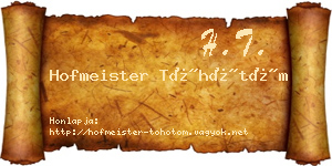 Hofmeister Töhötöm névjegykártya